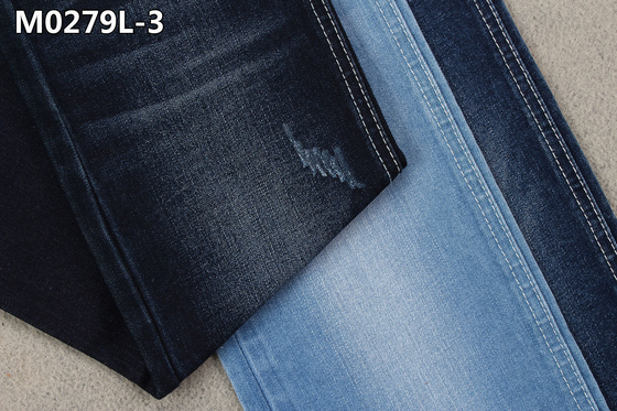 11oz Kain Denim Elastis Pria Indigo Bahan Baku Jeans Bertekstur Slubby Gaya Ramping