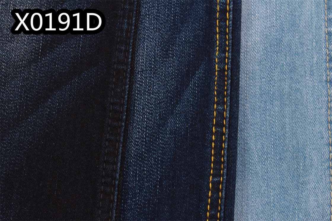 Kain Denim Sanforizing Gulungan Kain Dicelup Denim 10 Oz Spandex Dual Core 2%.
