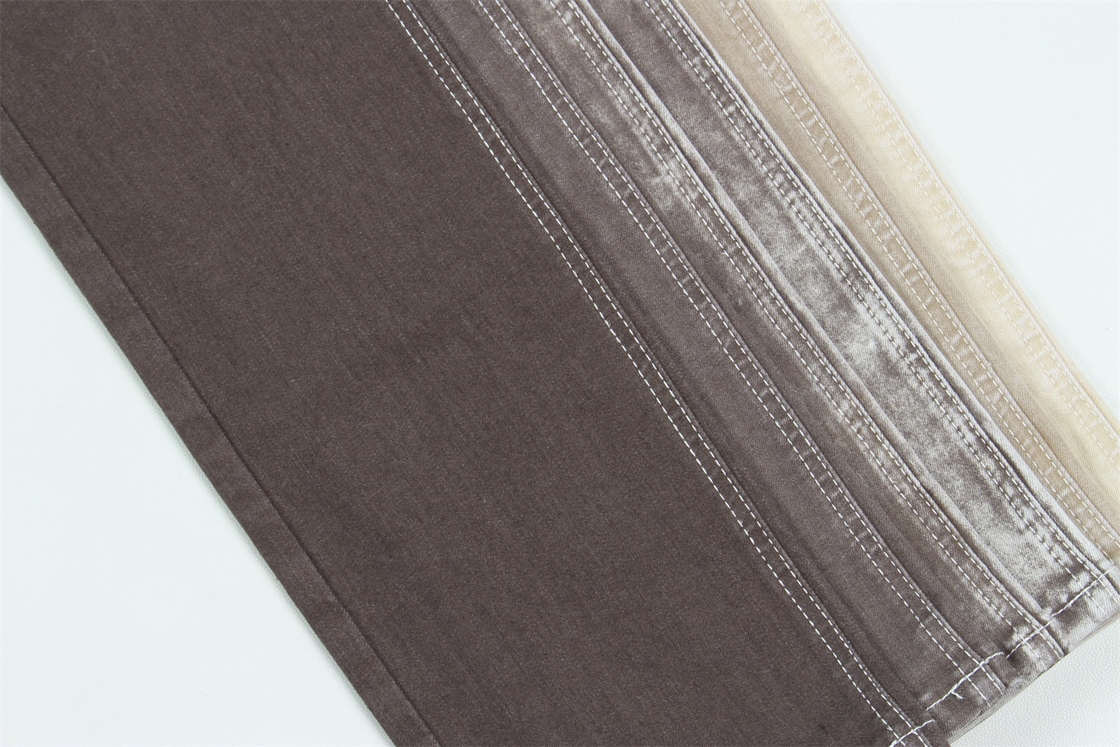 Warna cokelat 10 Satu kali High Stretch Slub Denim Fabric Untuk Jeans Wanita
