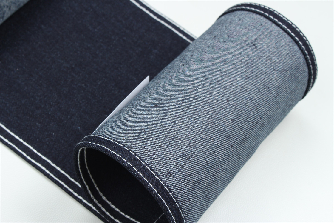 Kain Denim Serat Daur Ulang Dalam Biru Sangat Dalam 11.5 Oz Elastisitas Tinggi