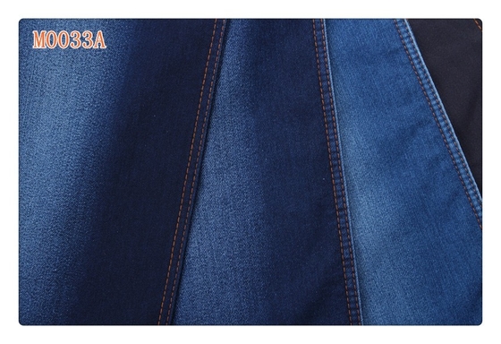Biru Tua Slub Twill Cotton Polyester Fake Rajutan Denim Fabric