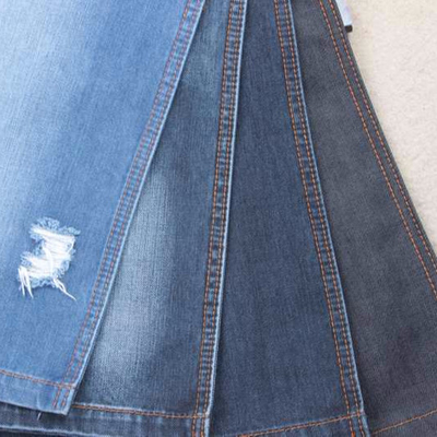 Indigo 100% Cotton French Terry Knitted Denim Fabric Untuk Jeans