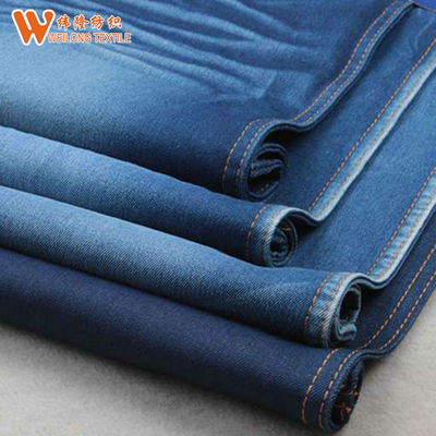 Non Slub Cotton Polyester Spandex Benang Dicelup Kain Denim Biru Tua