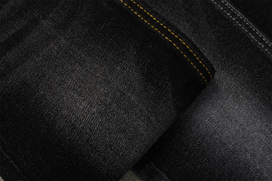 Peregangan 11.5oz Katun Spandex Denim Kain Belerang Hitam 170cm Lebar Penuh