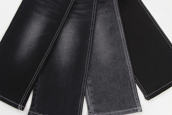 Harga Murah 10,5oz Polyester Spandex Denim Hitam Dengan Elastisitas Kain Denim Untuk Jeans