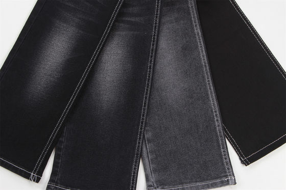 Harga bagus Grosir 10,5 oz warp slub tinggi peregangan hitam belakang tenunan kain denim untuk celana jeans on line