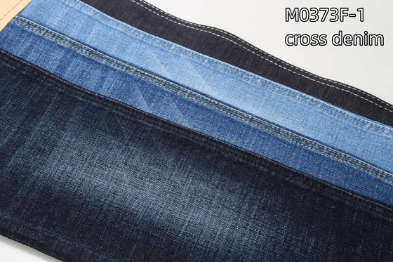 Harga bagus 11.5 oz crosshatch slub kain denim katun polyester stretch jeans kain untuk pria on line