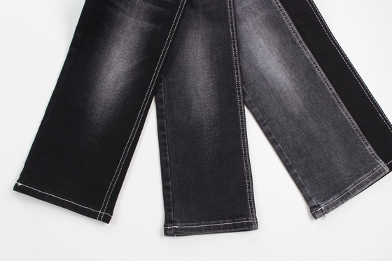 Jual panas 10 oz warp slub tinggi peregangan hitam belakang tenunan kain denim untuk celana jeans