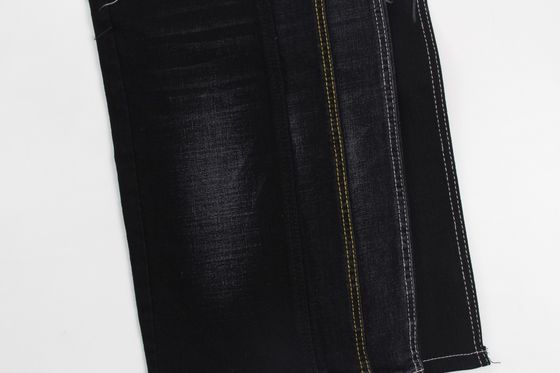 Harga bagus 12 oz hitam dan hitam belakang crossshatch slub jeans kain on line