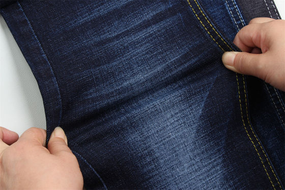 Harga bagus 11.8 Oz Cross Slub Cotton Mixed Spandex Blue Denim Fabric Untuk Pria Jeans Stretch India Market Style Desizing Fleecing on line