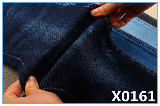 Harga bagus Indigo Biru High Stretch Slub Denim Kain Untuk Jeans on line