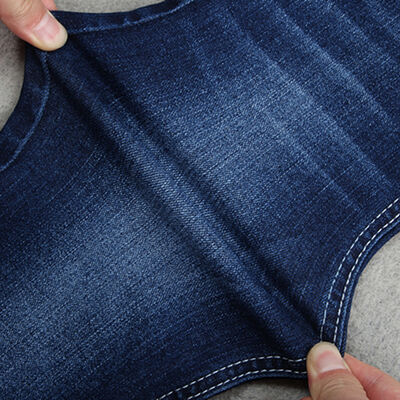 Harga bagus 9.4 oz Kain Denim Jeans Biru Indigo Katun Poli Spandeks Power Stretch Berat Sedang on line