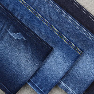 Harga bagus Hot Sell 10,5 oz Polyester Katun Stretch Denim Jeans Kain untuk Pria Jeans on line