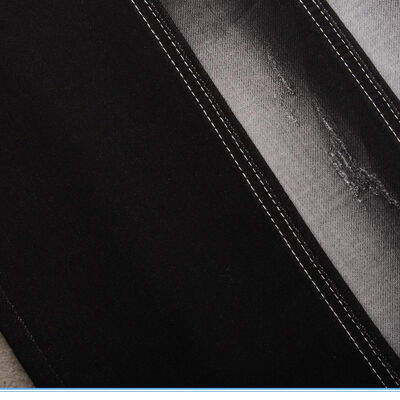 Harga bagus Kain Denim Rajut Palsu Warna Hitam dengan Bagian Belakang Putih untuk Jeans Berlapis Ganda on line