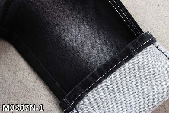 Harga bagus 9.5oz Fake Knit Denim Fabric Sulphur Black Double Layers Stretch on line