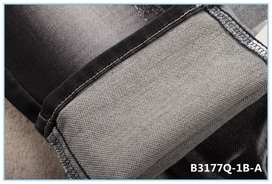 Harga bagus 9.3oz Double Layer Stretch Denim Fabric Untuk Jeans Seperti Mercerizing Menarik Selesai Sulfur Hitam on line
