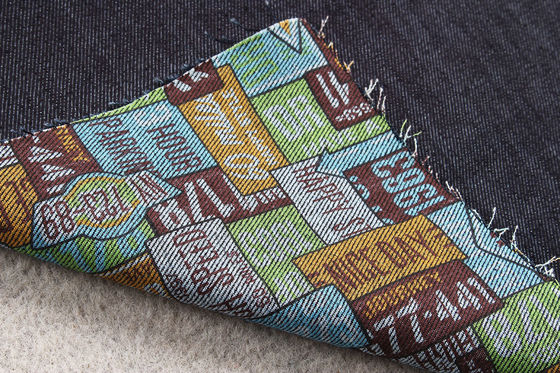 Harga bagus 13oz Denim Twill Fabric Pola Cetak Disesuaikan Wajah Dan Sisi Belakang on line