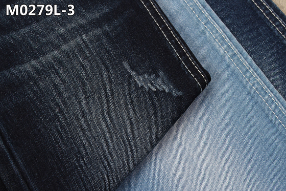 11oz Kain Denim Elastis Pria Indigo Bahan Baku Jeans Bertekstur Slubby Gaya Ramping