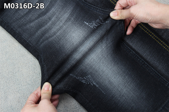 10 Oz High Stretch Cross Hatch Jeans Fabric Slub Balck Denim Fabric Untuk Pakaian Pria